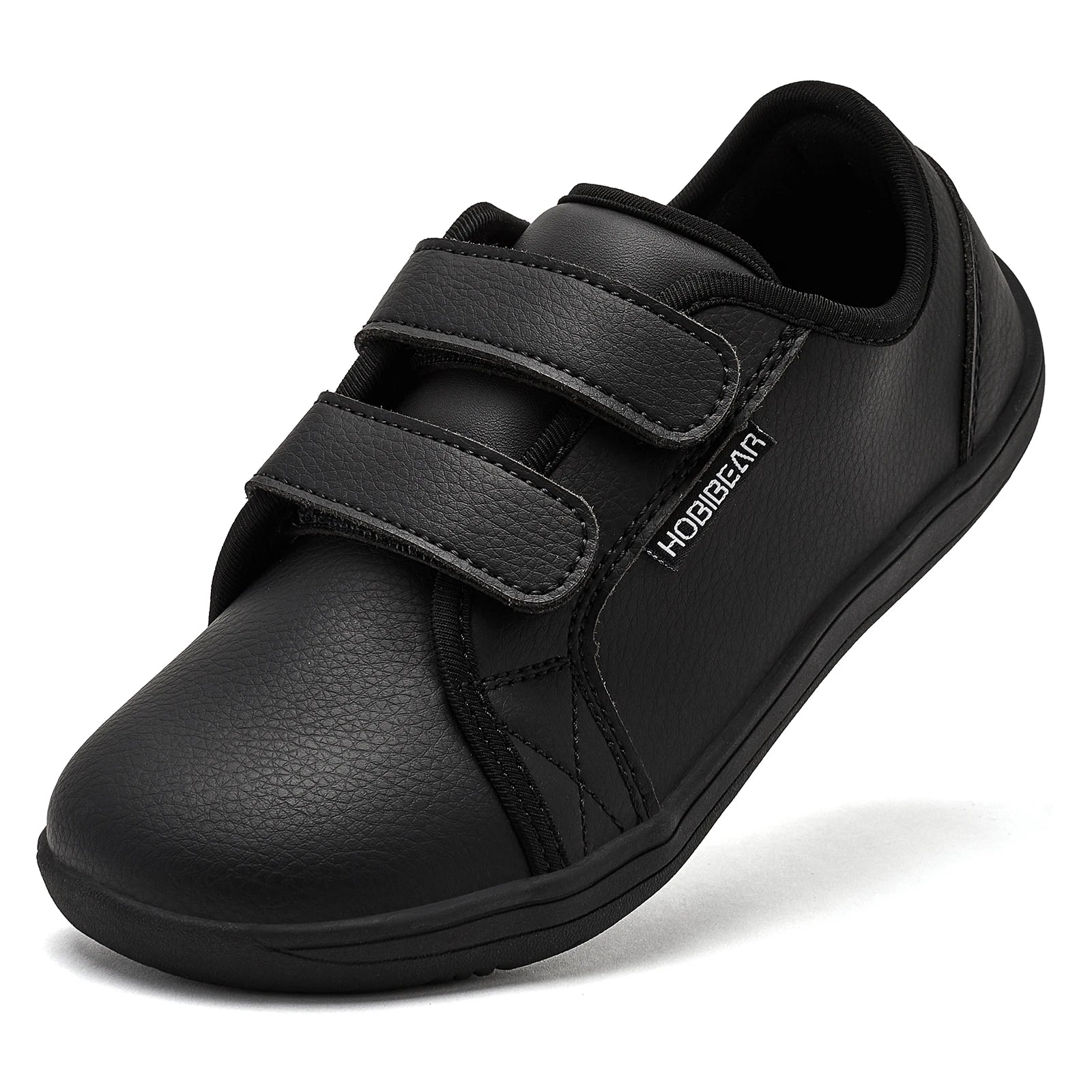 HOBIBEAR Minimalist Kids Barefoot Sneakers | Hook Loop | Wide Toe Shoes | Artificial Leather Sneakers