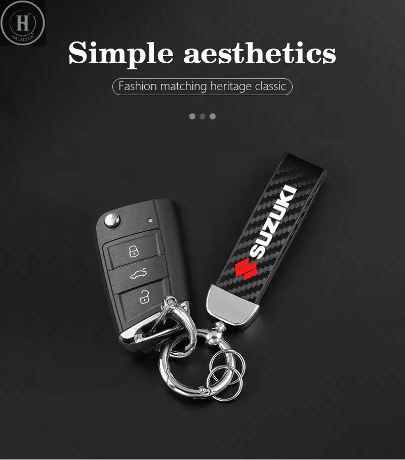 Car Carbon Fiber Style Keychain Microfiber Leather Key Chain For Suzuki Swift Jimny Ignis Alto SX4 HALALZEN