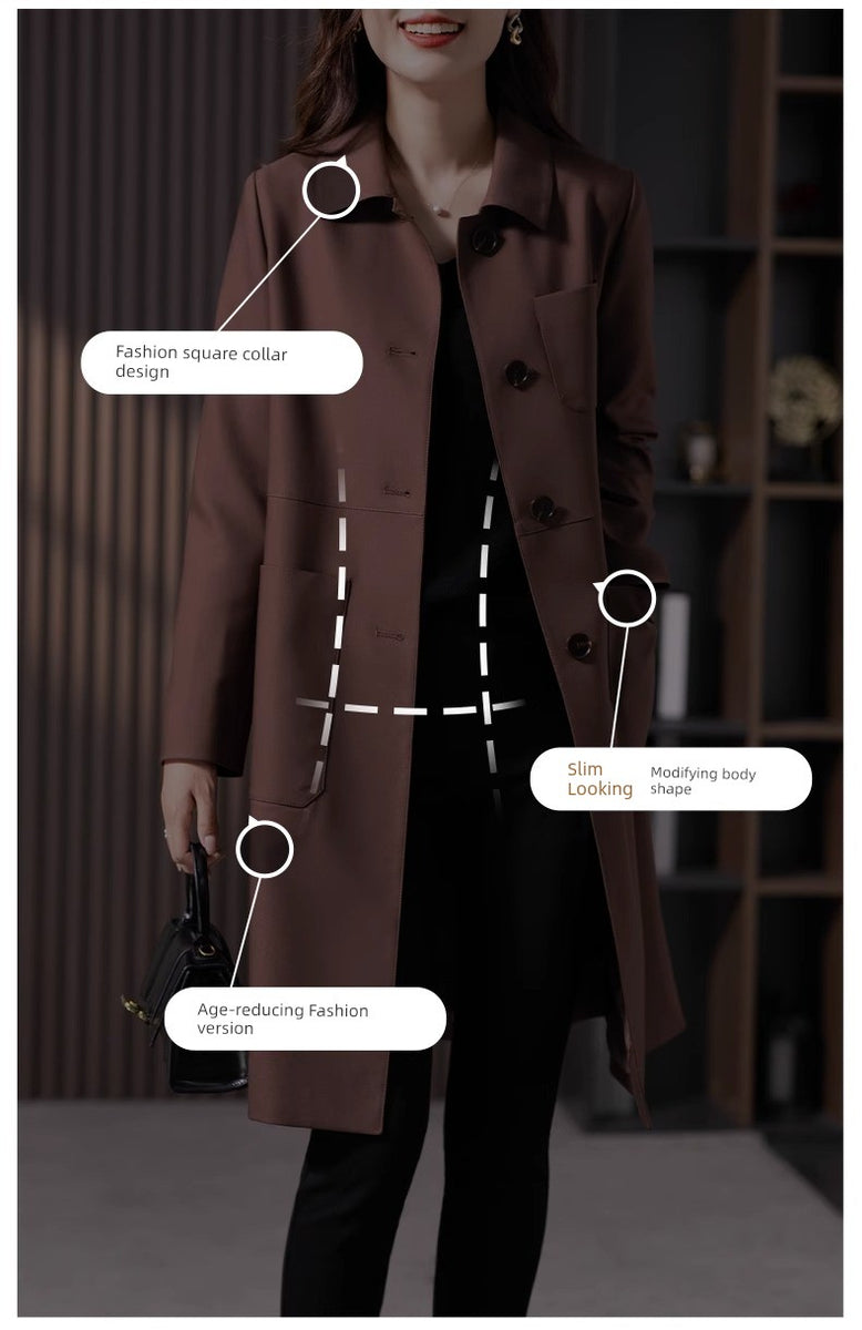 Vldoliya Elegant Anti-Aging Mid-Length Trench Coat Outwear Female 2023 Spring & Fall New Arrival K-style Loose Elegant Straight-leg