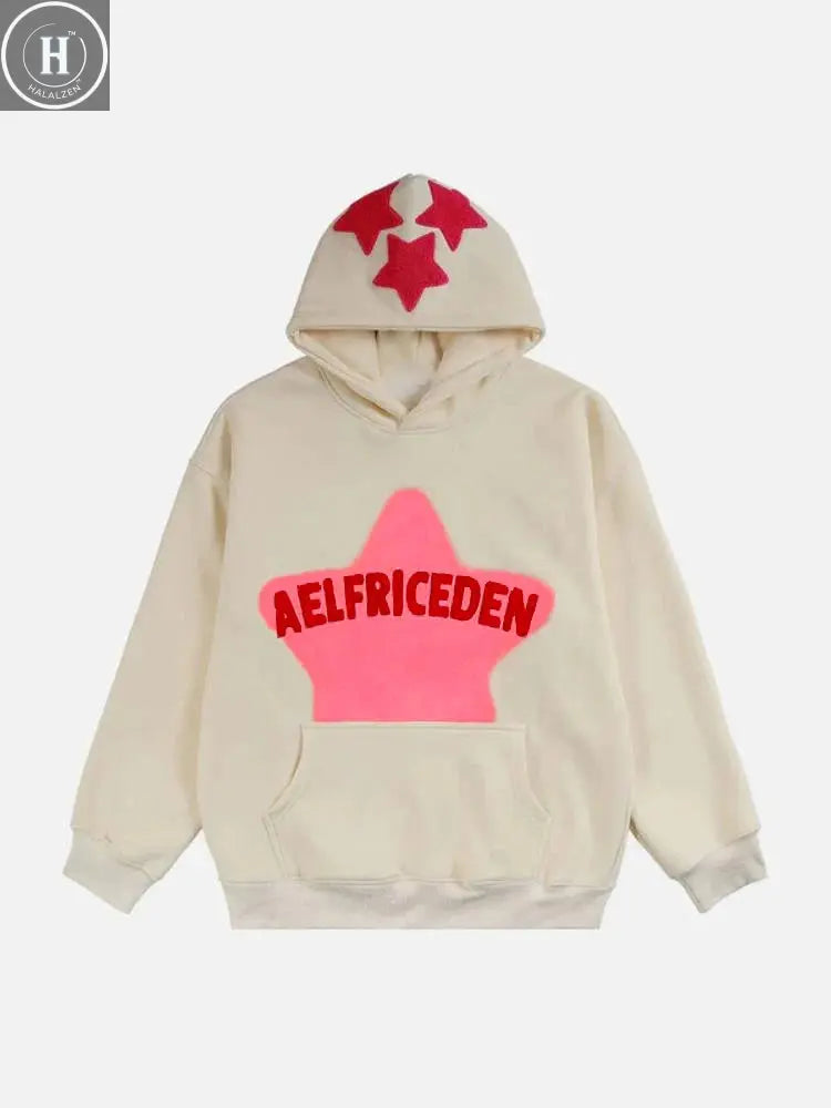 2024 Fall hip hop street graffiti hoodie women's retro casual sports baggy hoodie HALALZEN