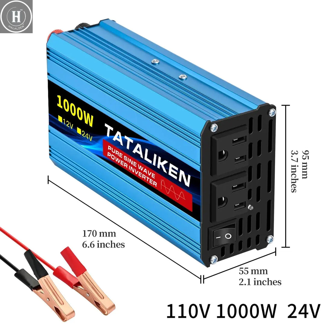 12V24V  To 110V AC Pure Sine Power Inverter 16000W 4000W  Power 60HZ  Converter Car Accessories Solar With LED And US Socket HALALZEN