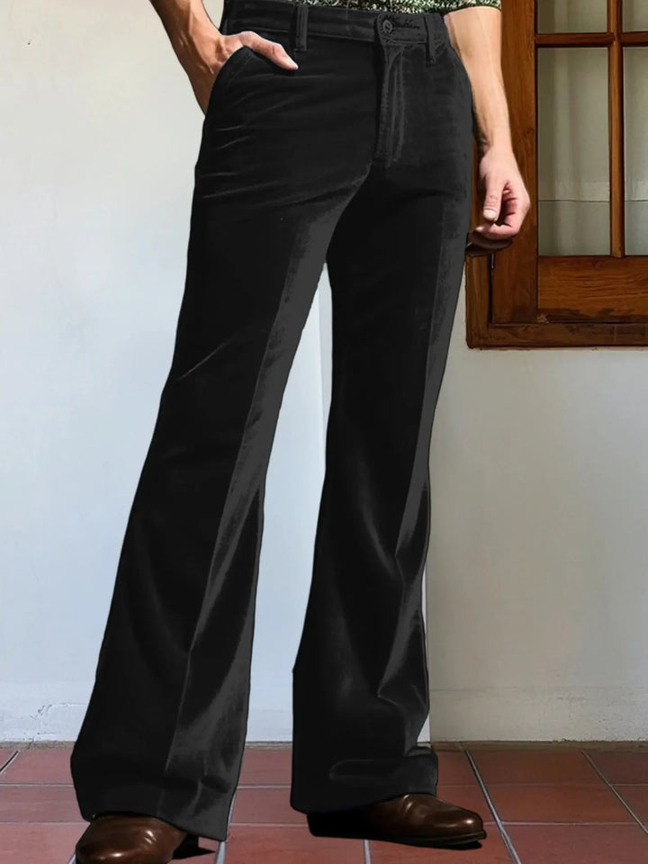 Men s Classic Fit Flared Dress Pants Elegant Solid Color Bell Bottom Trousers for Work Events Wedding Ceremony and Casual Wear Halalzen UK