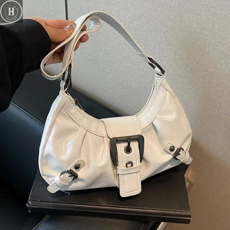 Y2K Retro Pleated Hobo Shoulder Bag for Women Hot Selling Maillard Style Underarm Bag Clutch Handbags for Travel Work Shopping HALALZEN