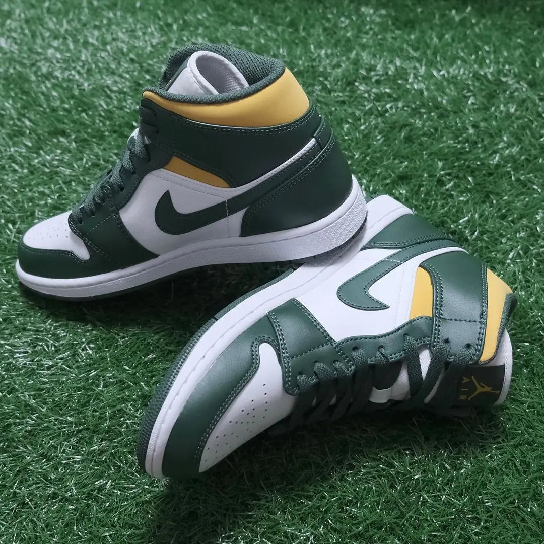 Original Air Jordan 1 Mid "Sonics" For Women's and Men's Unisex Trend Retro Mid-Top Retro Classic Basketball Shoes 554724-371