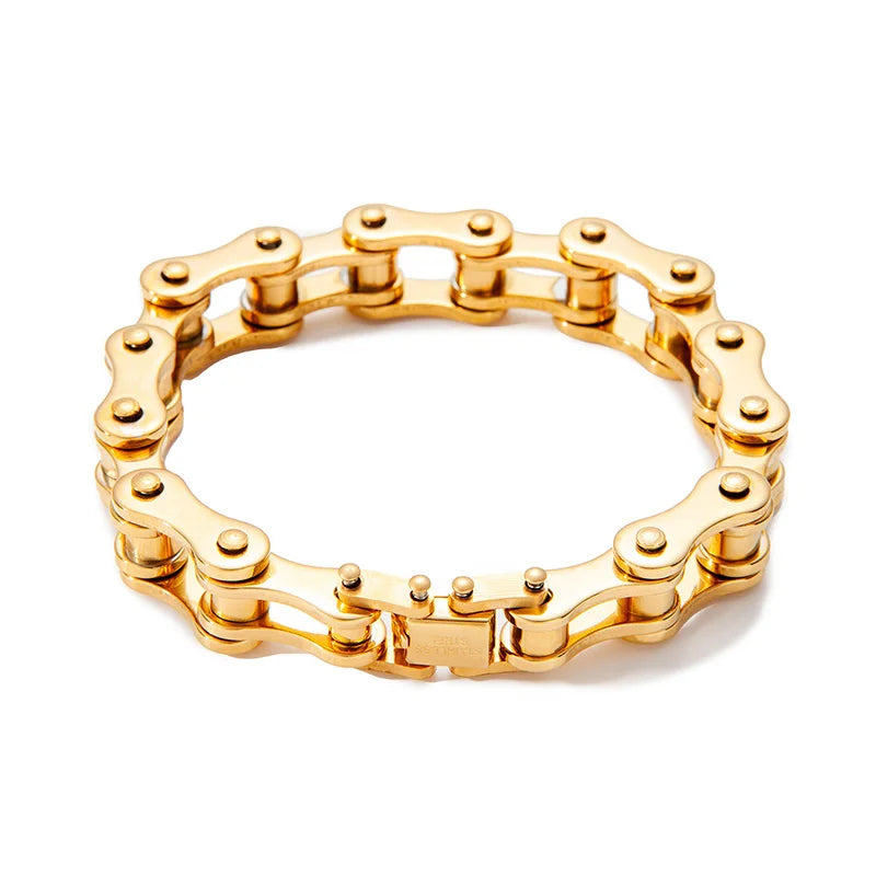 1Pcs Men's Stainless Steel Bracelet Creative Imitation Bicycle Chain Bracelet Trendy Punk Style Daily Wear Accessories