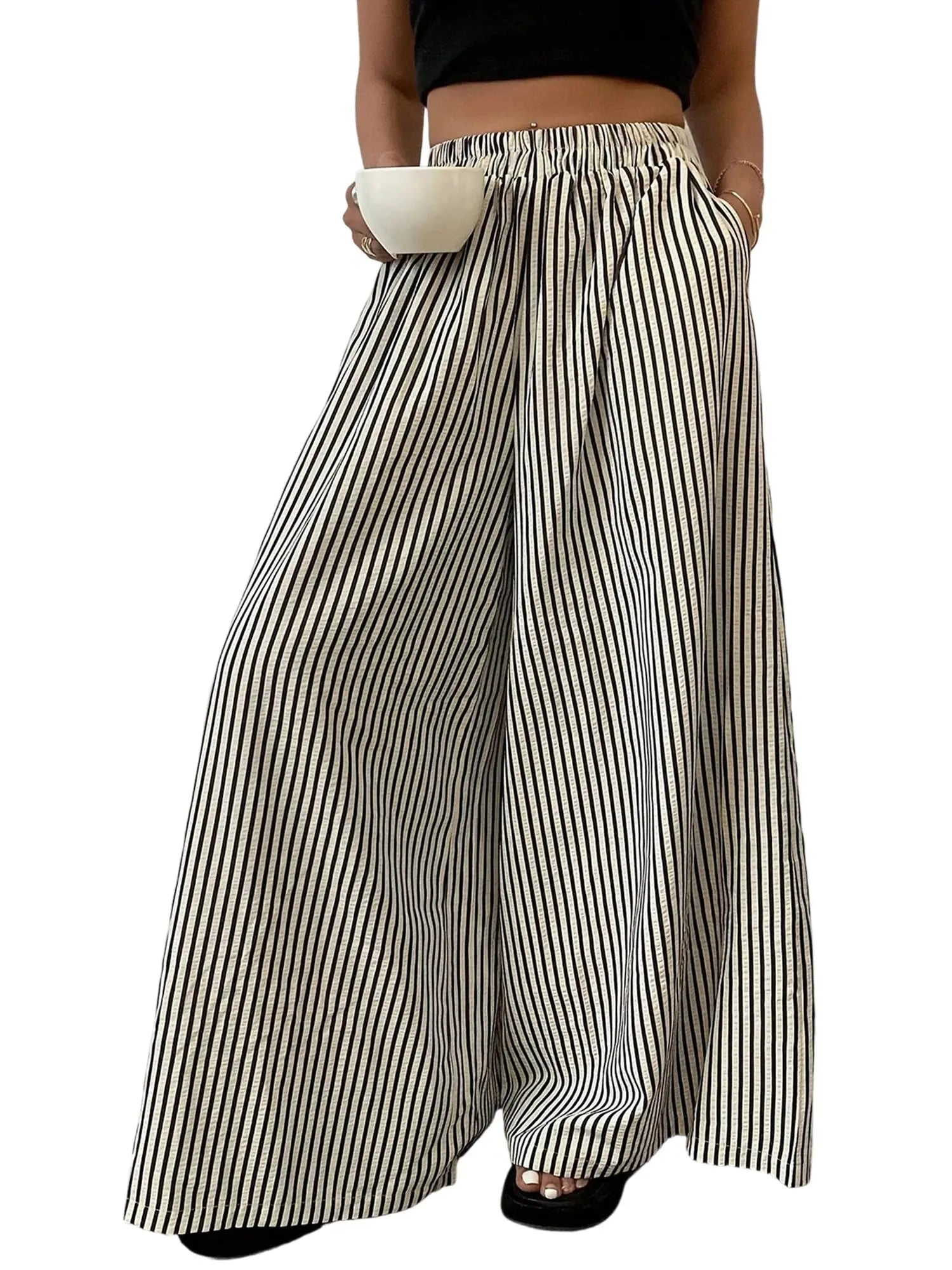 Women s Boho Chic Floral Print Wide Leg Palazzo Pants High Waist Loose Fit Trousers with Pockets and Belt Detail Halalzen UK