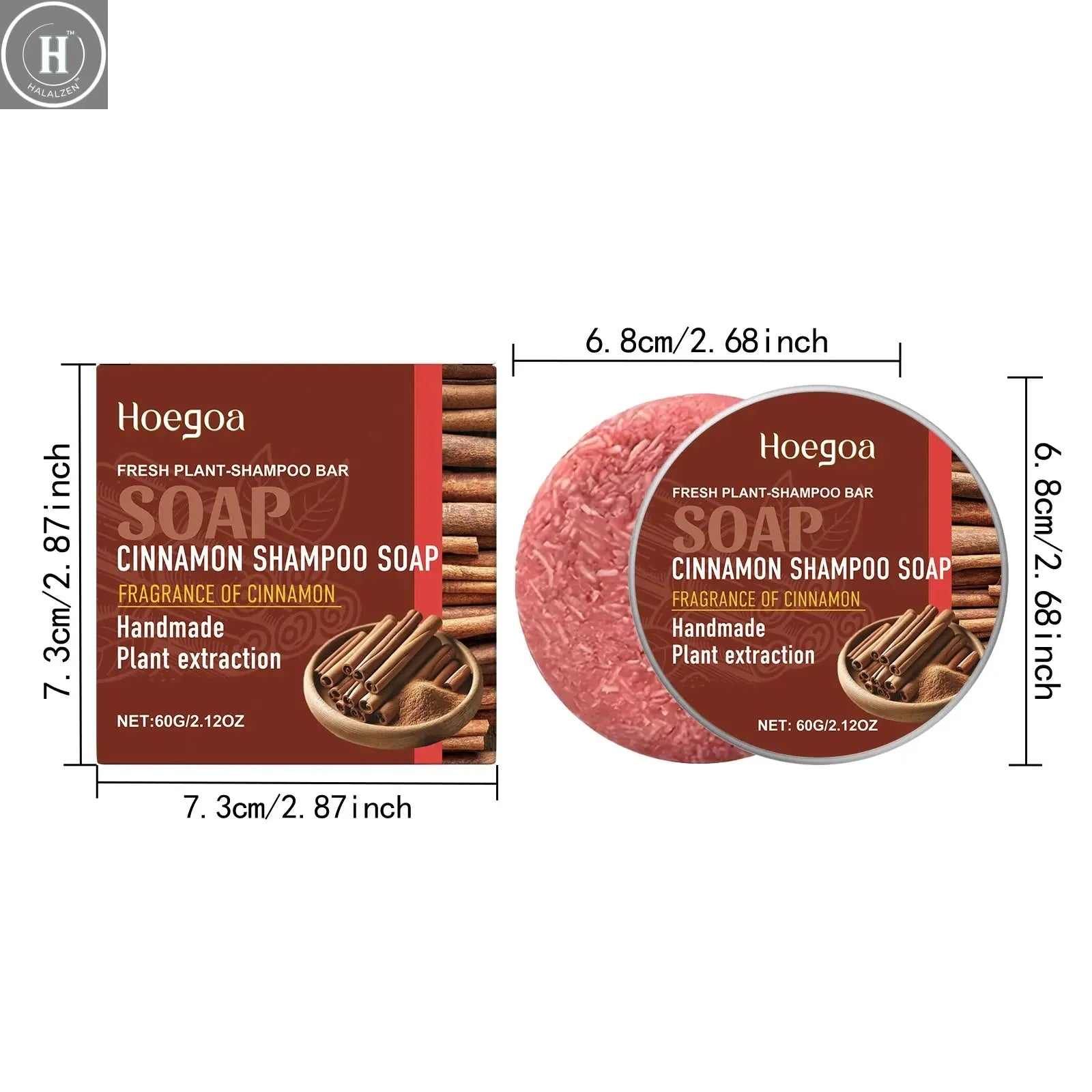 Cinnamon Shampoo Soap Bar Scalp Cleaning Dandruff Shampoo Herbal Mild Nourish Moisturize Anti-Loss Hair Scalp Care Hair Shampoo HALALZEN