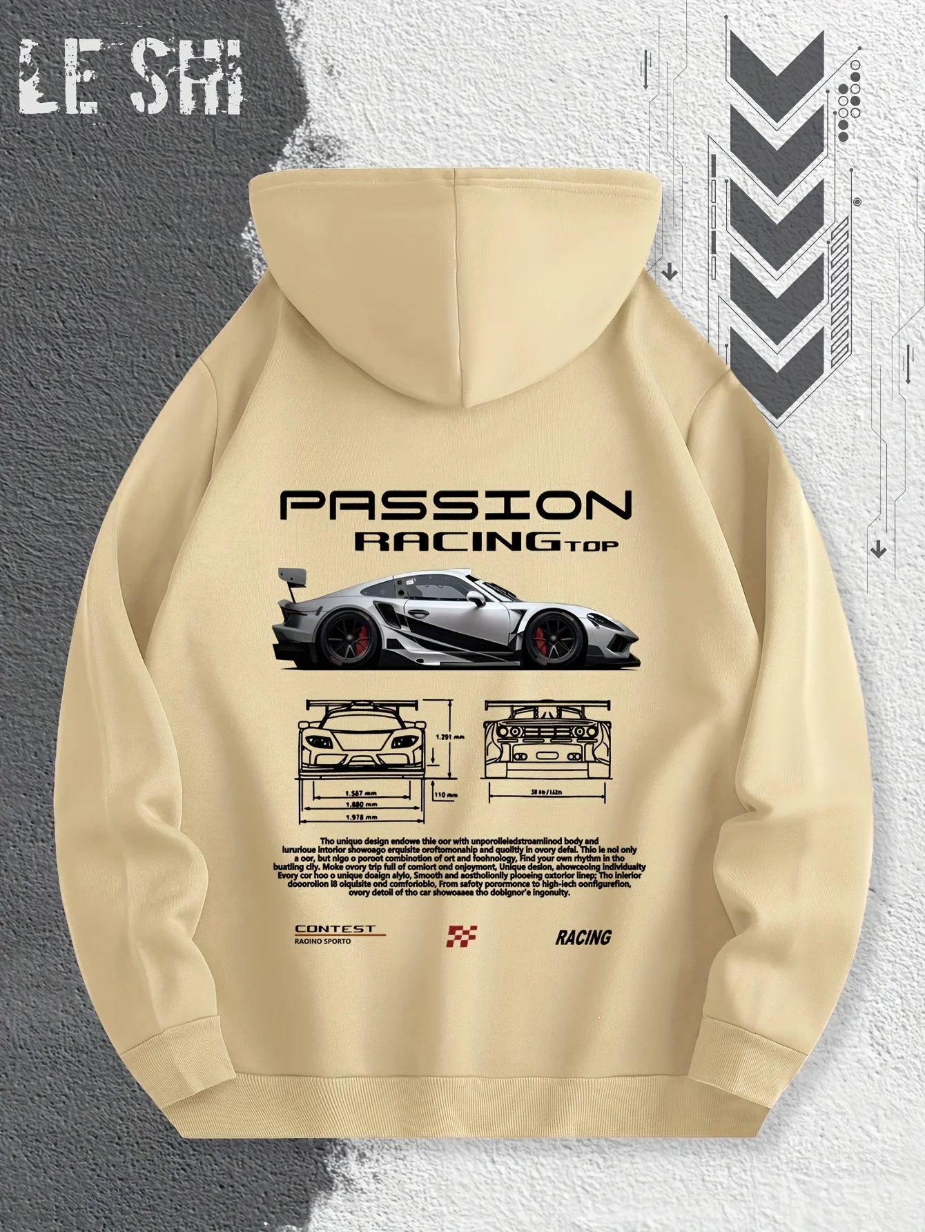 Men'S Passionate Racing Graphic Hoodie Featuring Race Cars and Sports Car Illustrations, Perfect for Everyday Wear