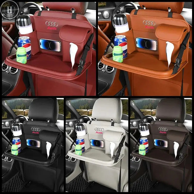 Car Seat Back Storage Bag Foldable Dining Table Tablet Tray Hanging Bag for Audi A1 A3 A4 A5 A6 A7 A8 Q3 Q5 Q7 Q8 RS4 RS5 S3 S4 HALALZEN