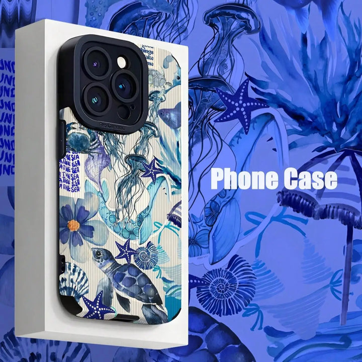 Fashion Ocean Theme Phone Case Compatible with IPhone 16 Pro Max 15 Pro 14Plus 13 12 11 X/XS Smartphone Accessories Shockproof