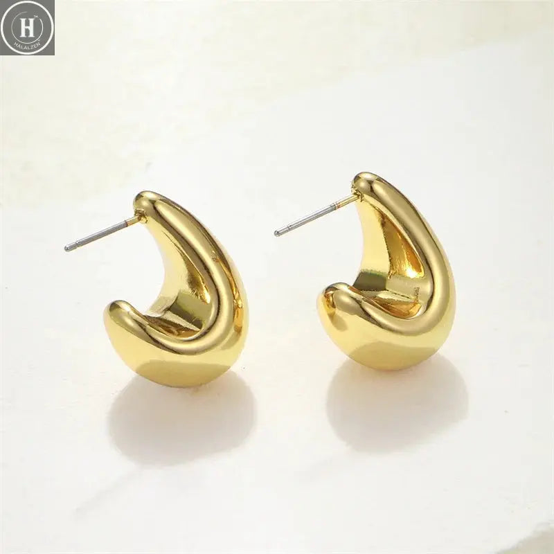 Vintage Chunky Dome Drop Earrings For Women Gold Plated Stainless Steel Thick Teardrop Earring Statement Wedding Jewelry Gifts HALALZEN