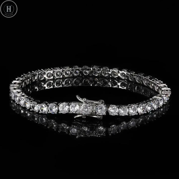 S925 Sterling Silver High Quality Fashionable  D Color VVS1 Full Moissanite Tennis Bracelet for Women Wedding Engagement Jewelry HALALZEN