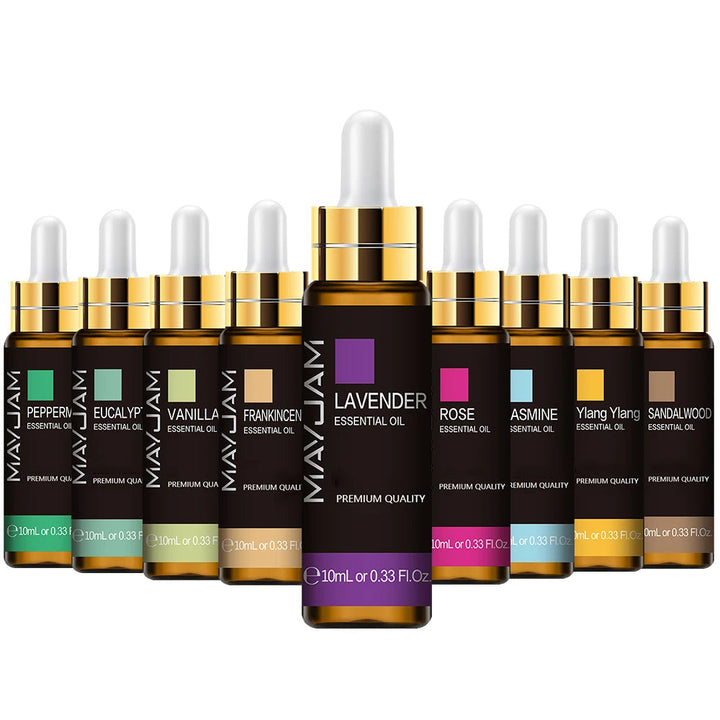 10ML Lavender Eucalyptus Pure Essential Oils Rose Lemon Jasmine Vanilla Mint Sandalwood Bergamot Tea Tree Diffuser Aroma Oil HALALZEN