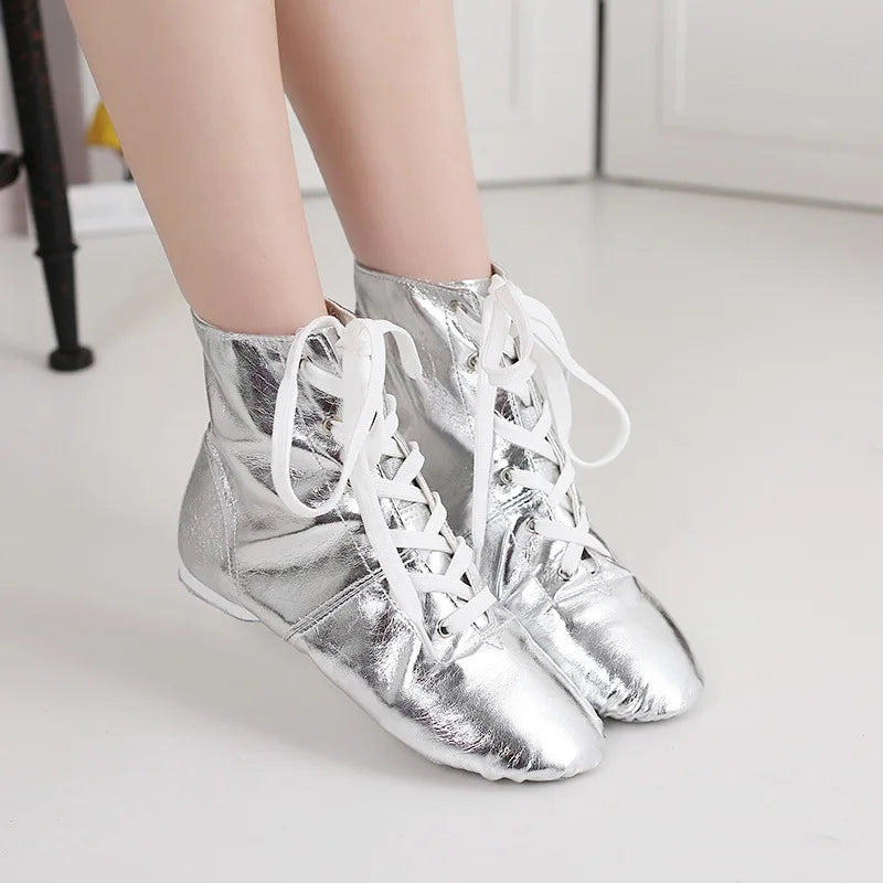 Kid Dance Shoe HighTop Adult Dance Shoe Fashion Jazz Boot Shiny Soft Sole Dance Shoe Parent-child Ballet Shoes Performance Shoes