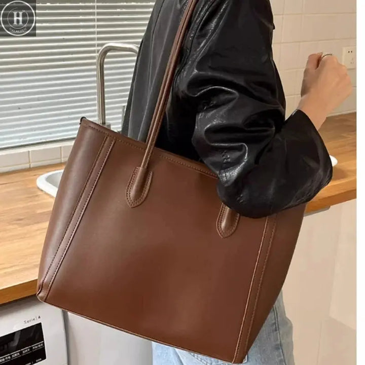 Korean Soft Tote Bag Faionable Commuter Women's Handbag 2025 New Trendy Versatile Oulder Bag High Quali PU Leather HALALZEN