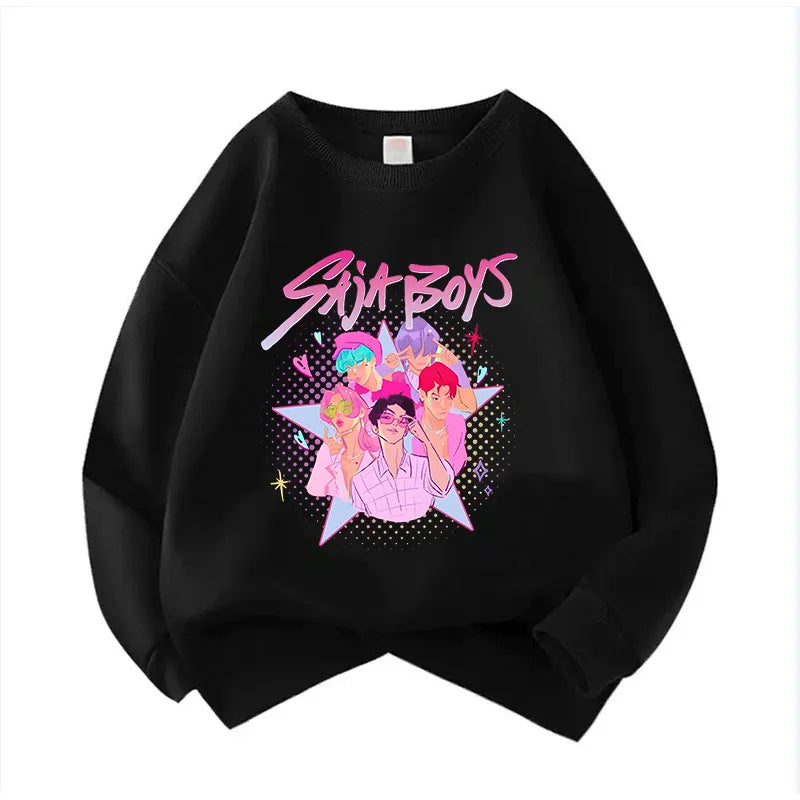 KPop Demon Hunters HUNTRIX Pirnt Hoodie Autumn Long Sleeve Tops Women's Clothing Sweatshirts