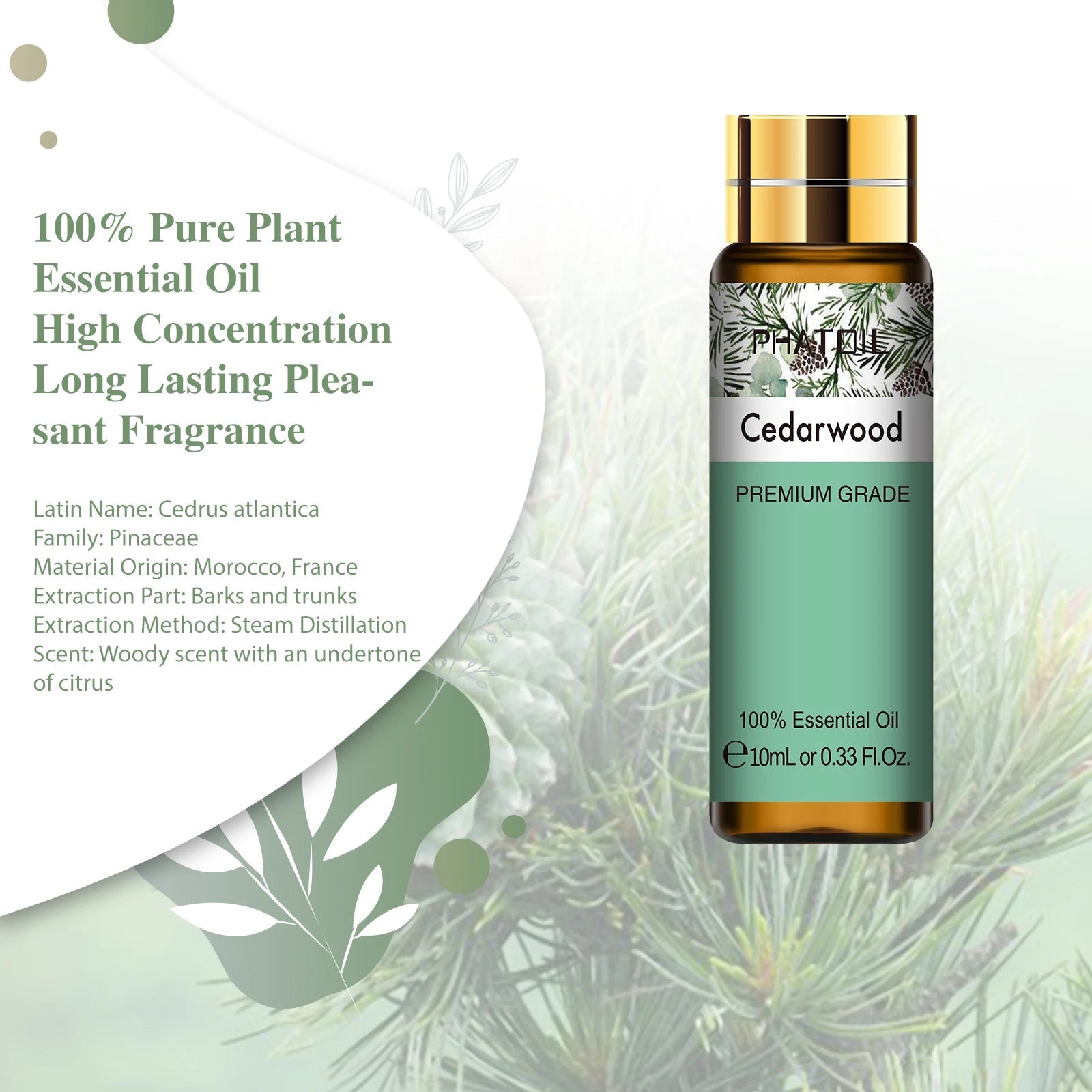 PHATOIL 10ml Sweet Orange Pure Essential Oil with Dropper for Humidifier Diffuser Myrrh Pine Needles Tangerine Thyme Aroma Oils HALALZEN