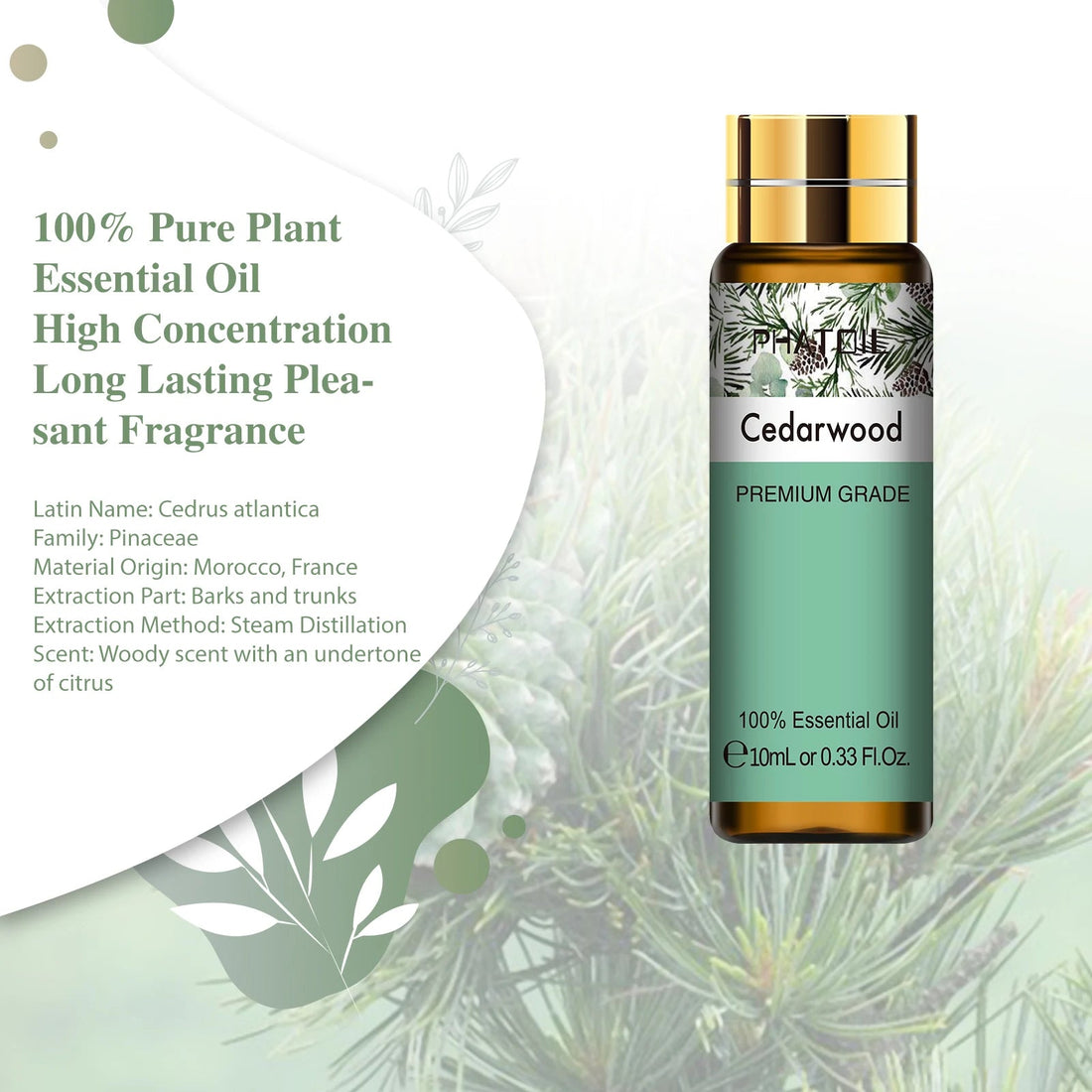 PHATOIL 10ml Sweet Orange Pure Essential Oil with Dropper for Humidifier Diffuser Myrrh Pine Needles Tangerine Thyme Aroma Oils HALALZEN