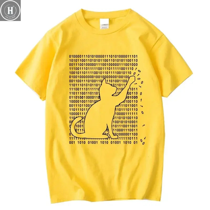 Men's High Quality T-shirt 100% Cotton Funny Cool Cat Design Print Summer Loose Short Sleeve for Men T-Shirt Male Tops Tees HALALZEN