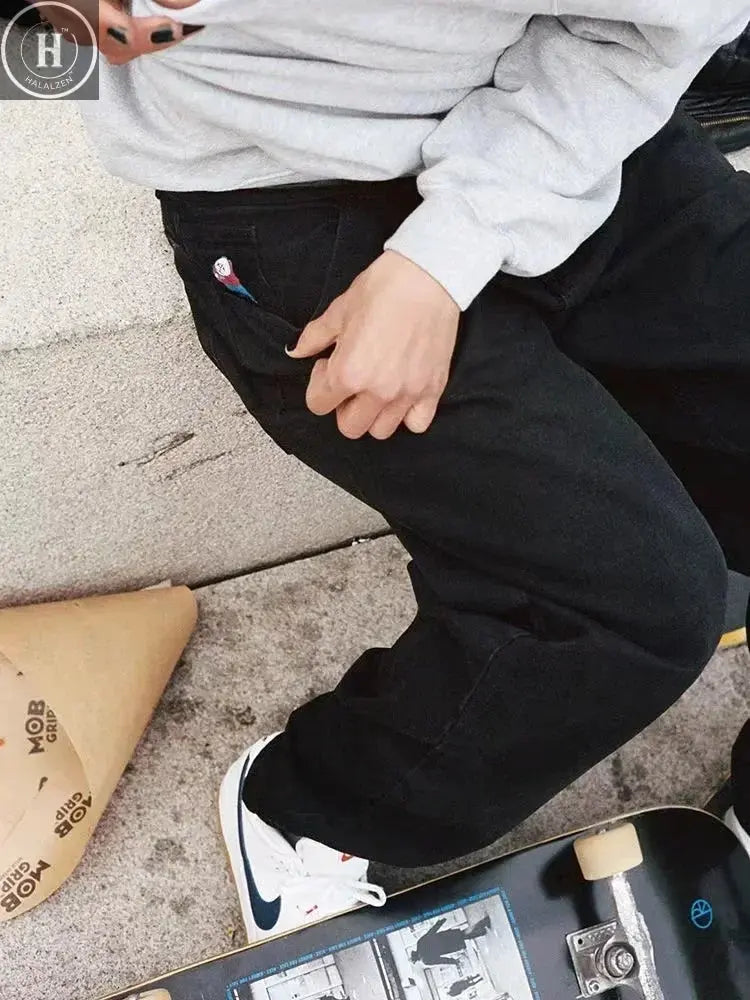 90s Big Boy Jeans for Men Streetwear Baggy Jeans Embroidery Denim Leisure Simple Dime Pants Women Jeans Mujer Hot traf jean HALALZEN