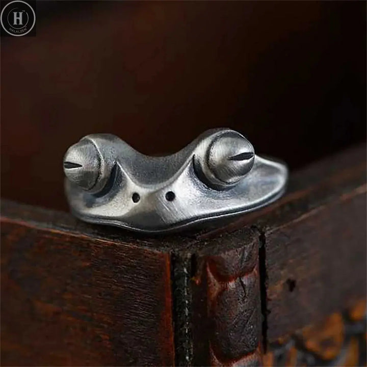 Retro Frog Toad Animal Rings for Women Men Artistic Design Silver Color Opening Resizable Unisex Female Statement Ring Best Gift HALALZEN