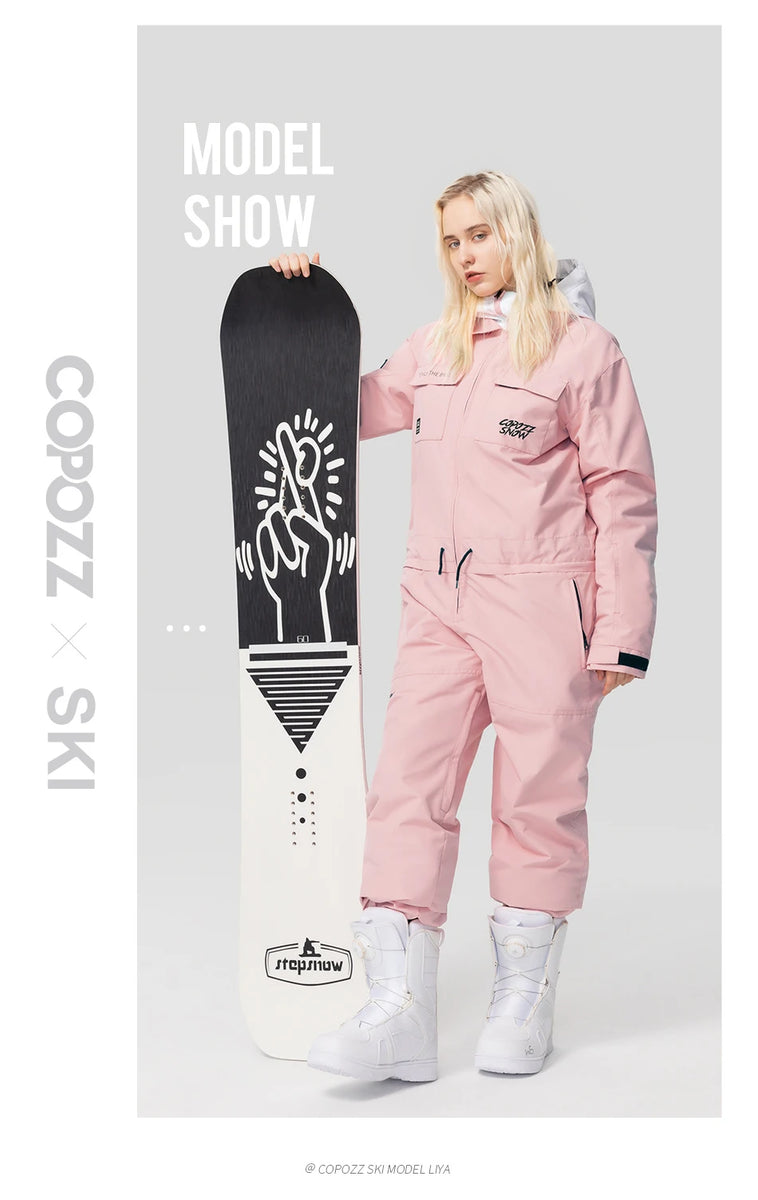 COPOZZ Winter Ski Suit Men Women Waterproof Warm Ski Overalls Outdoor Sports Snowboard One Piece Ski Jumpsuit Skiing Clothing