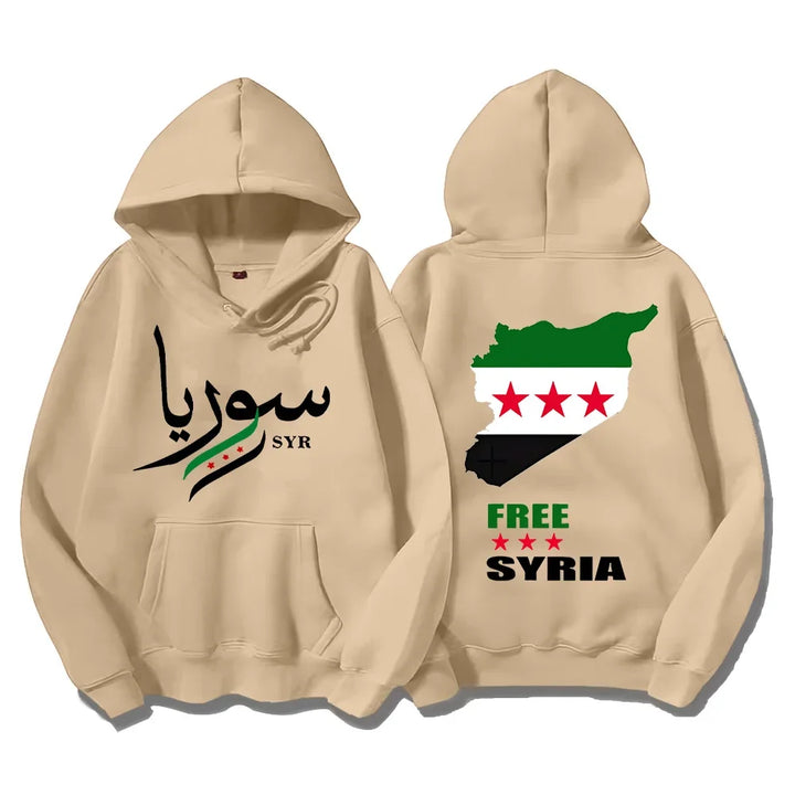 Syrian Freedom Hoodies Damascus Syria Pullovers Unique Syria Map Sweatshirts Anti-War Unisex Clothing Peaceful Protest Sudaderas