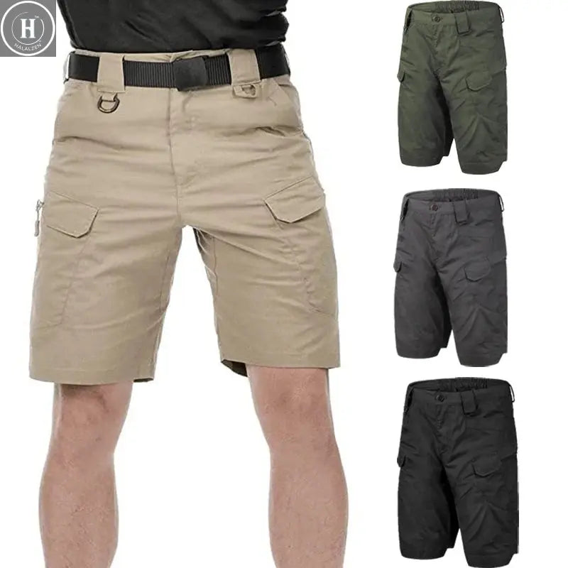 Outdoor Multi-Pocket Shorts Mens Summer Tactical Casual Shorts Waterproof Quick-dry Combat Pants Lightweight Training Shorts HALALZEN
