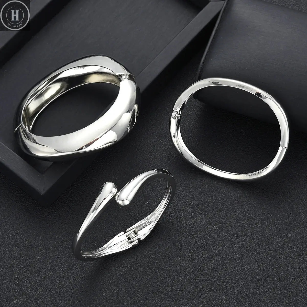 3/6pcs Vintage Minimalist Exaggerated Open Bangle Set for Women Luxury Asymmetrical Metal Water Drop Snake Cuff Bracelet Jewelry HALALZEN