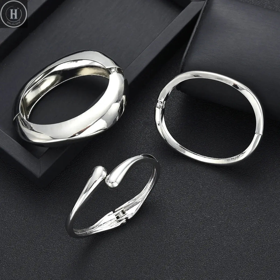 3/6pcs Vintage Minimalist Exaggerated Open Bangle Set for Women Luxury Asymmetrical Metal Water Drop Snake Cuff Bracelet Jewelry HALALZEN