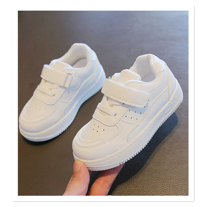 Children's Little White Shoes 2023 Spring and Autumn New Boys and Girls' Sports Shoes Casual Board Shoes Leather Top Soft Sole B