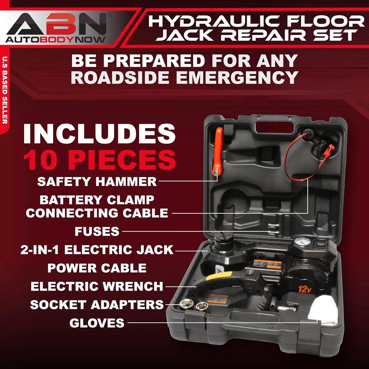 3-in-1 Electric 3-Ton Car Hydraulic Floor Jack with Tire Inflator and Impact Wrench for Roadside Emergencies