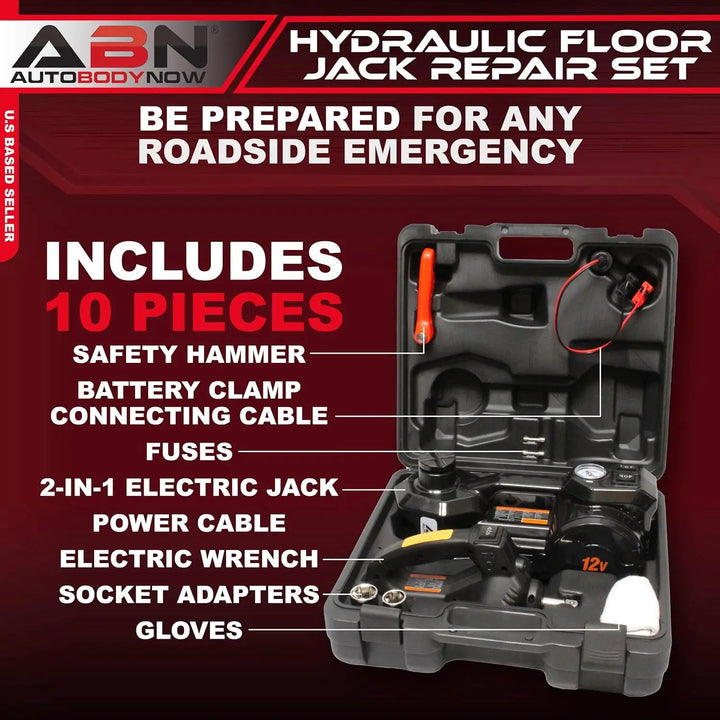 3-in-1 Electric 3-Ton Car Hydraulic Floor Jack with Tire Inflator and Impact Wrench for Roadside Emergencies