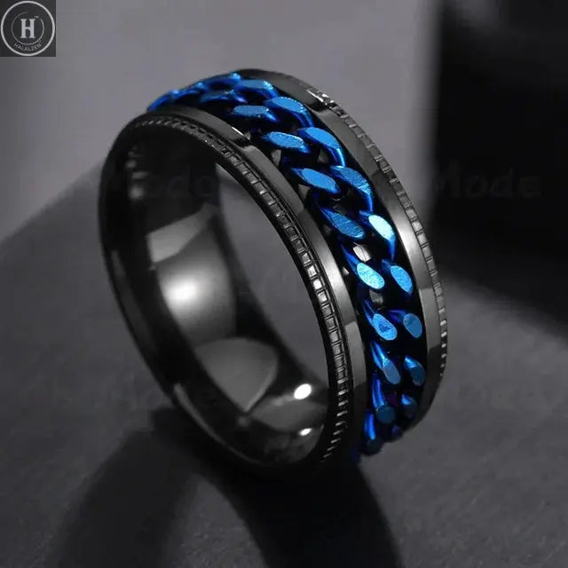Cool Stainless Steel Rotatable Men Ring High Quality Spinner Chain Punk Women Jewelry for Party Gift HALALZEN
