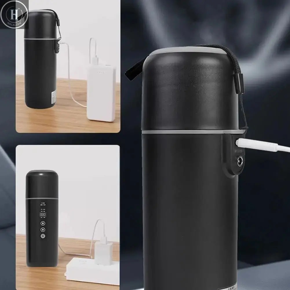 12v/24v 500ML Smart Car Heating Cup Portable Electric Kettle Touch Screen Thermal Mug Stainless Steel Water Heater Bottle HALALZEN
