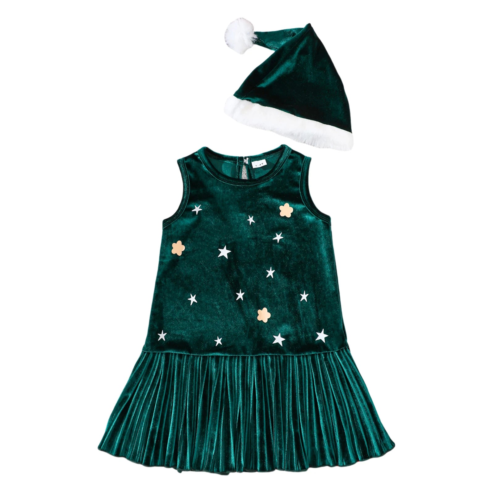 Cute Baby Girl Winter Dress Snowflake Print Round Neck Long Sleeve Velvet Dress with Matching Headband Set for Christmas