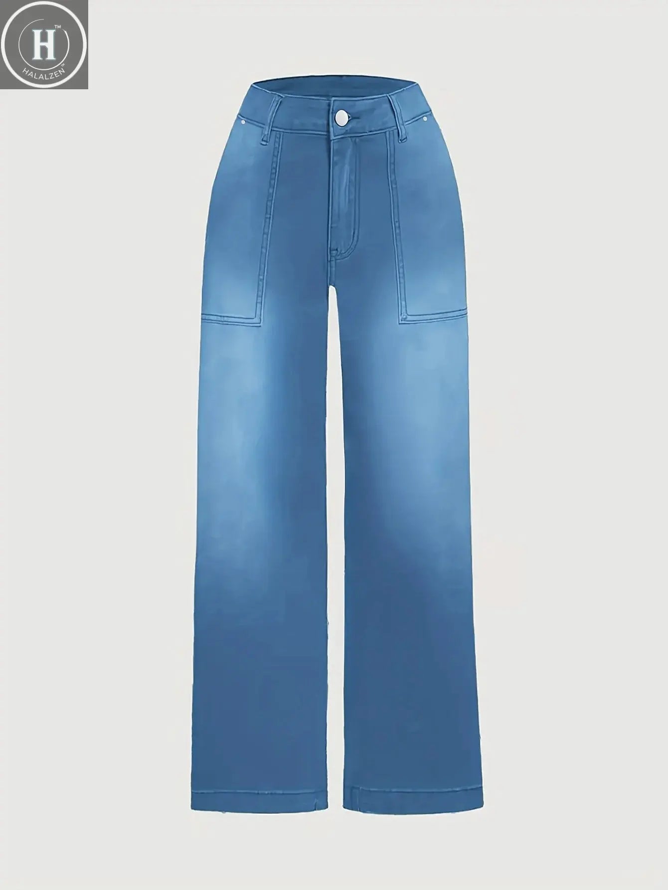 Women's wide leg jeans, mid waist casual straight leg business work pants Halalzen UK