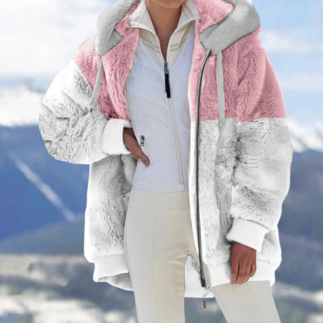 2025 Women Autumn Winter Jacket Female Coat Causal Soft Hooded Fleece Plush Warm Outdoor Overcoat Faux Fur Fluffy Zipper Top