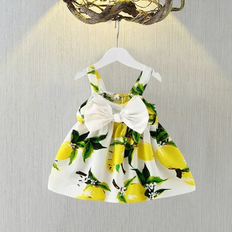 Summer Baby Girl Dress Lemon Print Newborn Infant Dresses