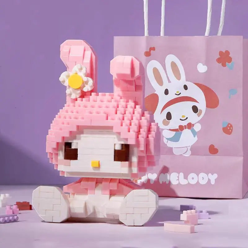 KEEPPLEY Sanrio Anime Hello Kitty My Melody Cinnamoroll Pompompurin Kuromi Building Blocks Girl Kid Holiday Christmas Gift