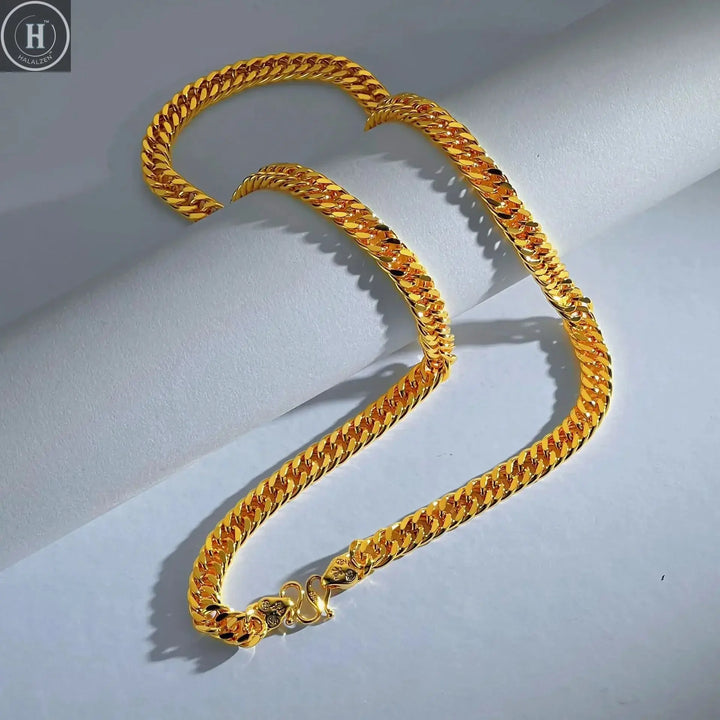 Bold Versatile Necklace Men Business Occasions 24K Gold, AU999 - Gold Shine Enhances Boldness, Versatile for Business HALALZEN