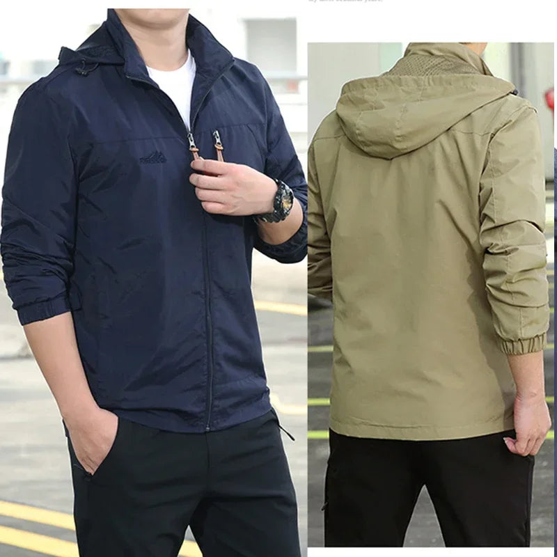 Outdoor Sports Men's Jacket Versatile Loose And Comfortable Top Waterproof And Windproof Work Jacket Hooded Assault Jacket