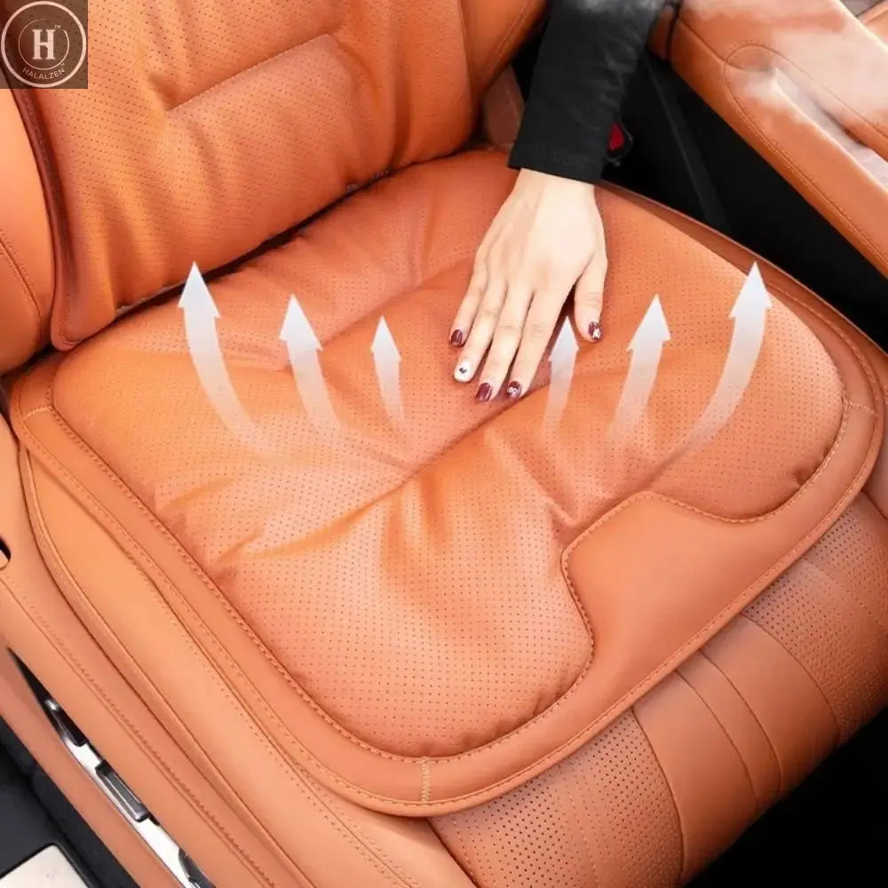 Non-slip Car Leather Cushion Soft Good Breathability Ventilated Four-season Cushion Universal Cotton Auto Seat Cushion Travel HALALZEN