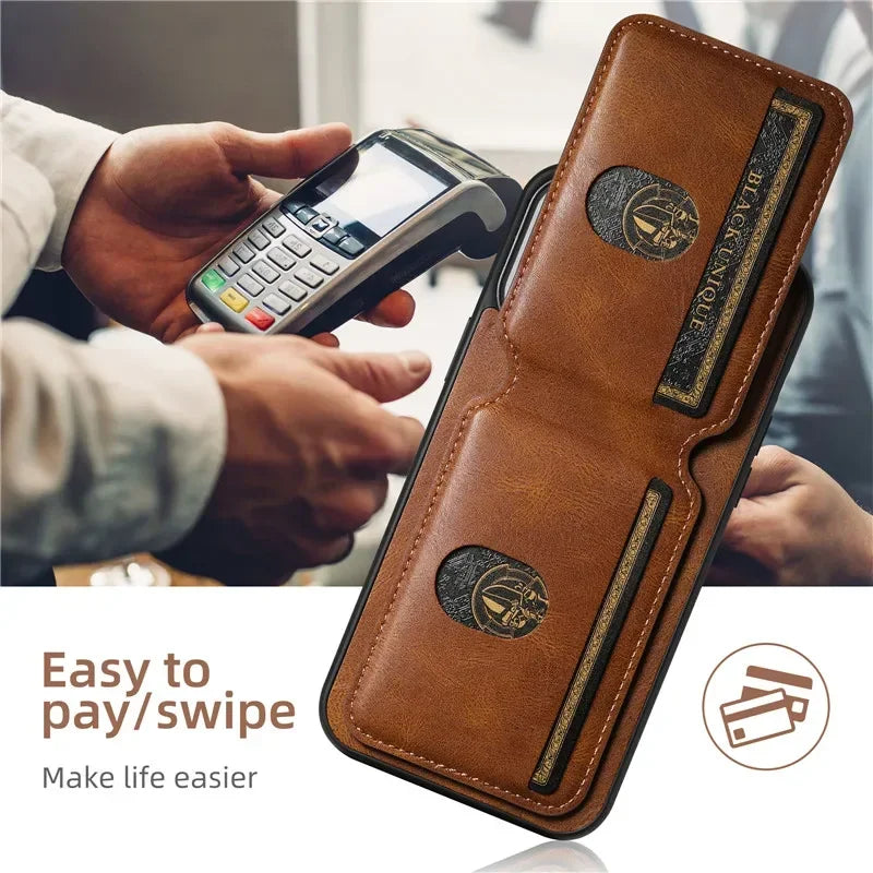 Luxury Wallet Phone Case Card Holder Leather Magnetic Pocket Cover For iPhone 16E 16 15 14 13 12 11 Pro Max Plus XS XR 16ProMax