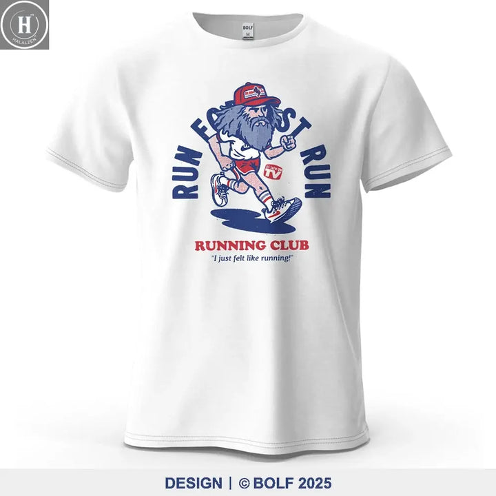 Running Club Printed Men's T-Shirt 100% Cotton Oversized Fitness Motivation Graphic Tees for Women Tops Tees Streetwear HALALZEN