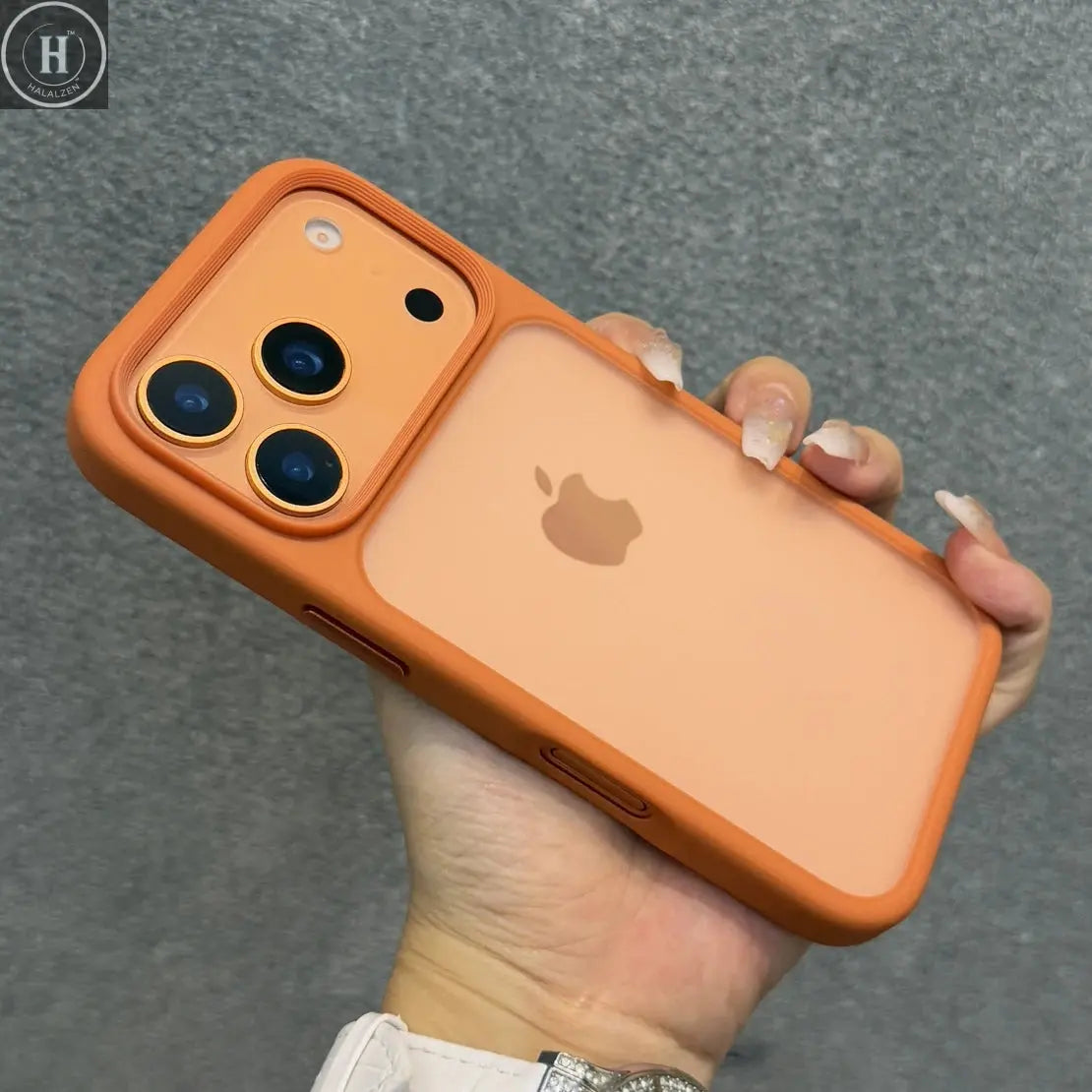 Luxury Orange Matte Transparent Phone Case For iPhone 17 Pro Max 17Pro 17 Metal Buttons Skin Feel Shockproof Protective Cover Halalzen UK
