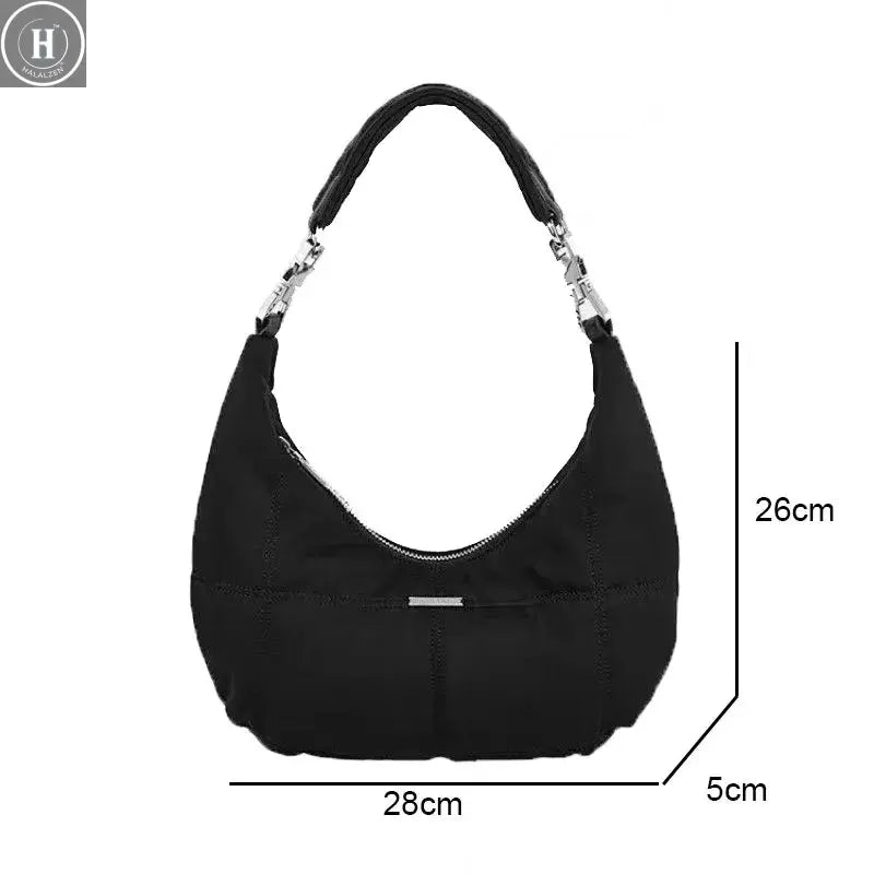Women Retro Underarm Bag Armpit Small Shoulder Bag Soft Hobos Y2k Female Black Purse Fashion Girls Crescent Handbag 2025 New HALALZEN