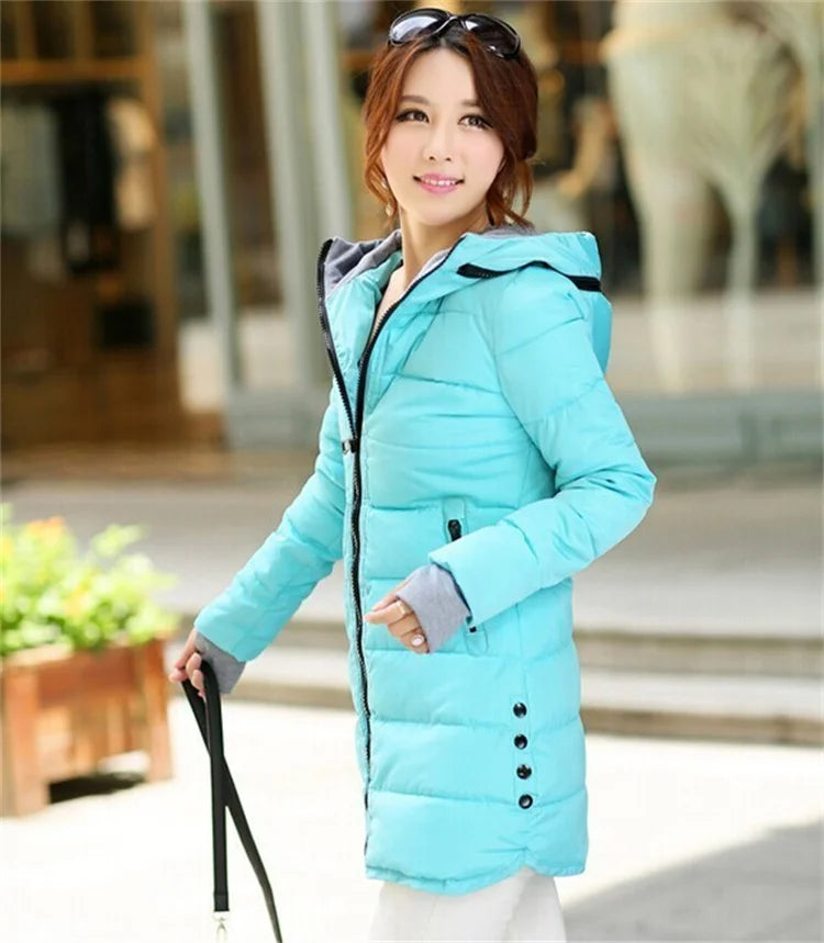 Fashion Casual Women Waterproof Down Cotton Jacket Autumn Winter Long Parkas Overcoat Warm Thick Lady Hooded Padded Coat