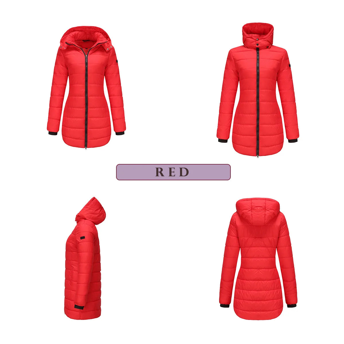 2024 New Waterproof Overcoat Women's Removable Cap Long-sleeved Parkas Winter Warm Jacket Female Red Yellow Gray Dark Blue Coats