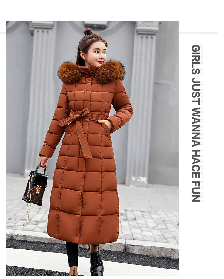 Autumn Winter Clothes Women Down Cotton Fashion Ladies Worm Hooded Coat Female Lengthen Thickening Waterproof Slim Casual Jacket